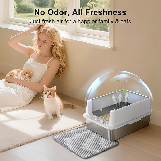 FURTIME Stainless Steel Cat Litter Box - Image 9