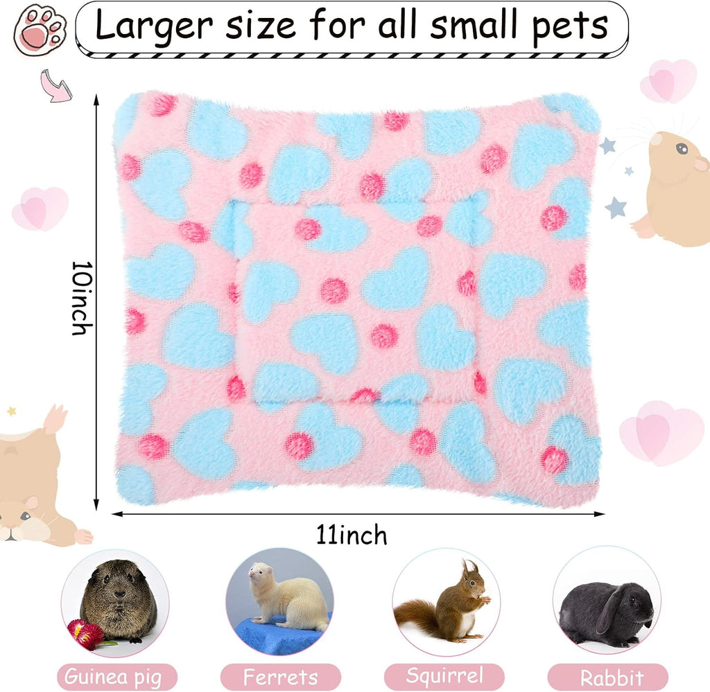 Jetec 4 Pcs Guinea Pig Bed Pads Heart Pattern, 10 x 11 Inch Plush Mat