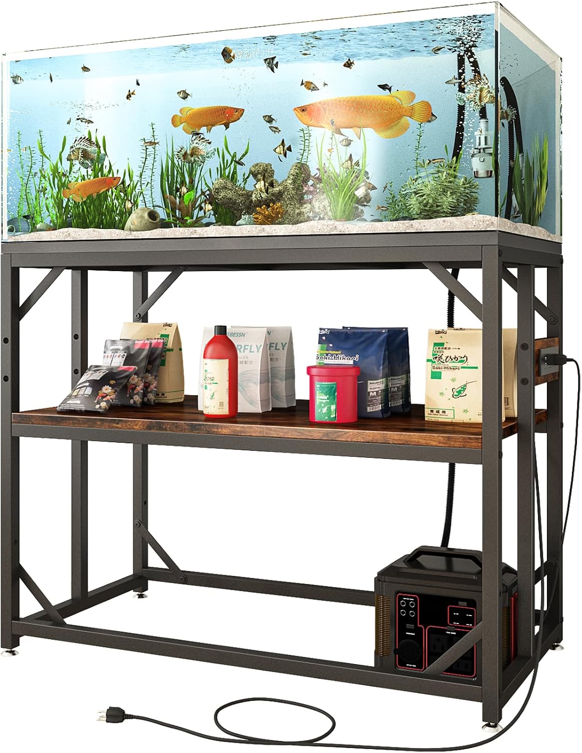METYERRY 40 Gallon Fish Tank Stand with Power Outlet,Adjustable Shelf