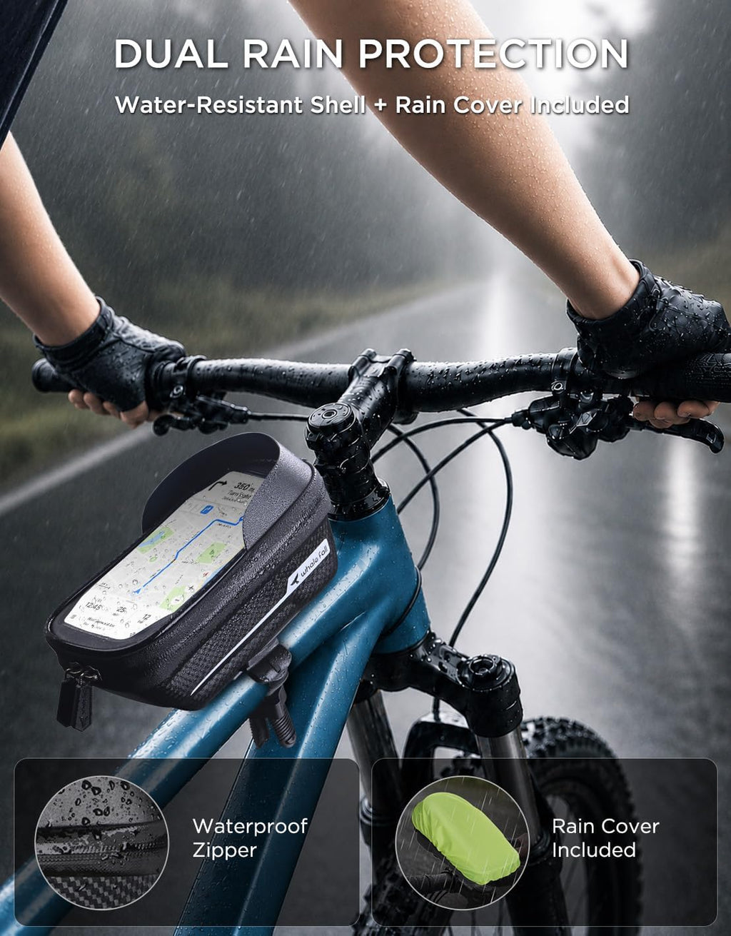 Waterproof Bike Frame Bag, 1S Quick Release Bike Phone Holder