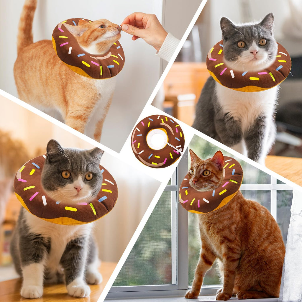 Seyezo Cat Cone Collar Soft, Adjustable Cat Recovery Collars, Donut Brown M