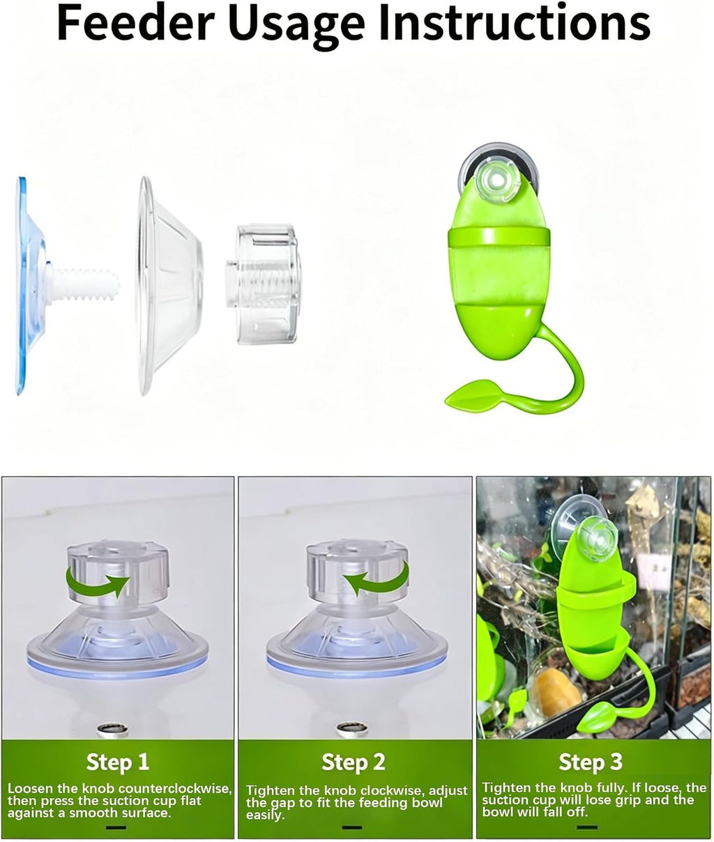4 Pack Reptile Leaf Perch & Suction Water Dish for Crested Gecko Tree Frog