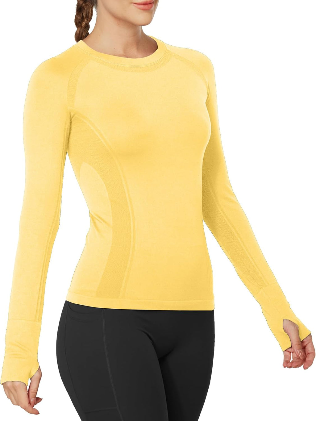 MathCat Seamless Long Sleeve Workout Tops with Thumb Holes