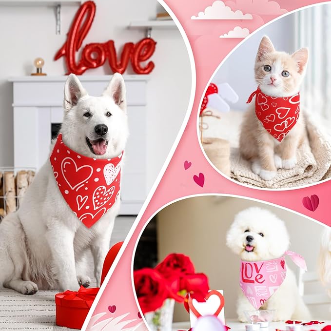 Weewooday 50 Pcs Valentines Dog Bandanas Bulk - Image 3