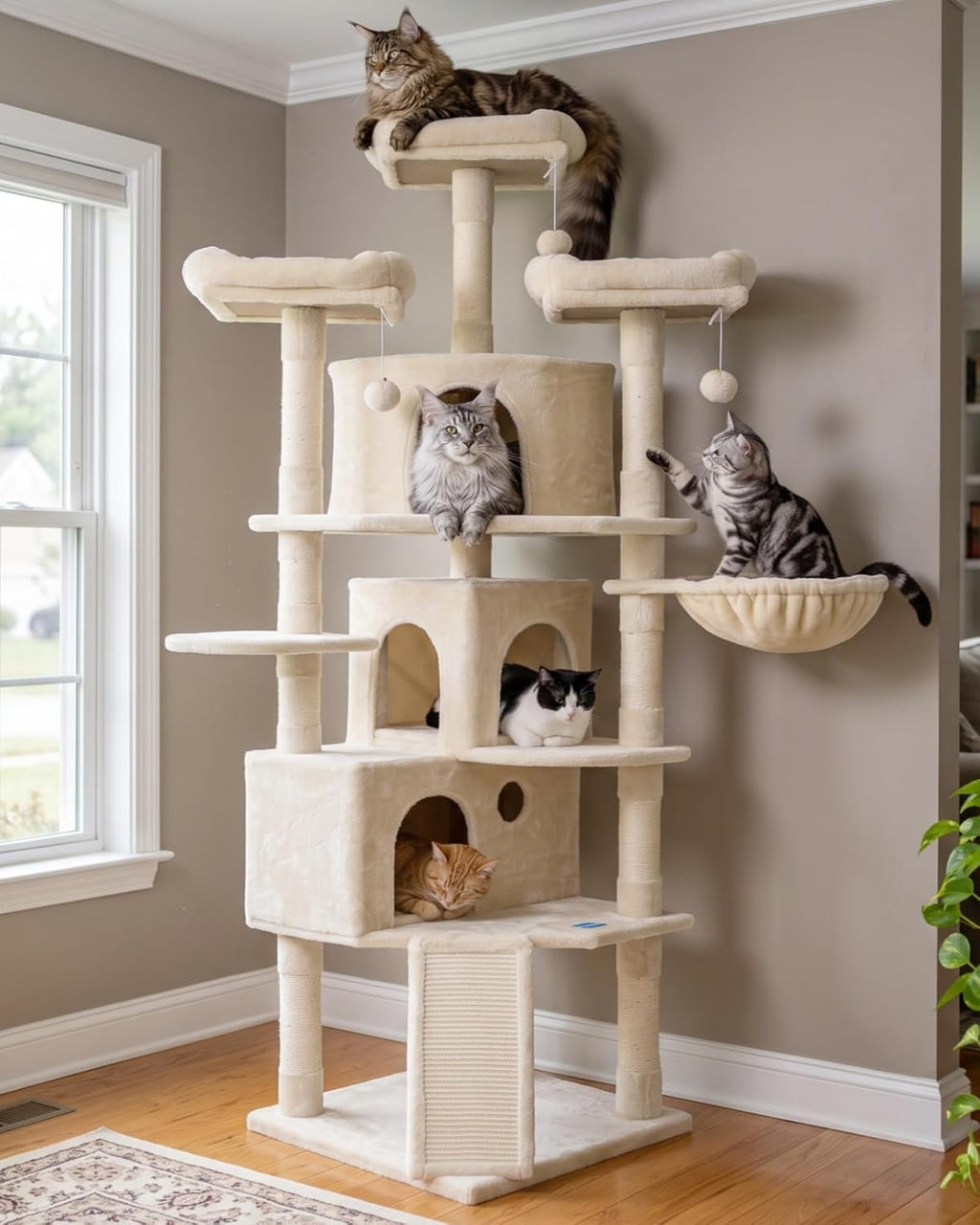 Hey-brother Cat Tree Tower with Multi-Level Large Condo, Platform, MPJ032M