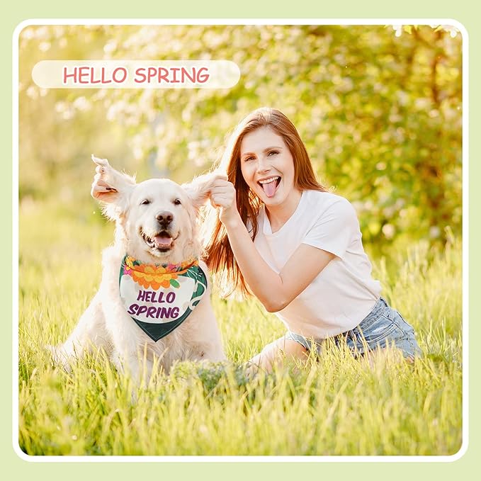 Chunful 50 Pcs Spring Dog Bandanas Bulk Flora Dog Bandanas Pet Triangle Scarf - Image 6