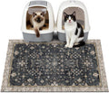 Cat Litter Mat Litter Trapping Mat, 33"x22" Waterproof Urine Proof Litter Box Mat Catcher Mat Non-Slip Washable for Kitty Kitten, Black