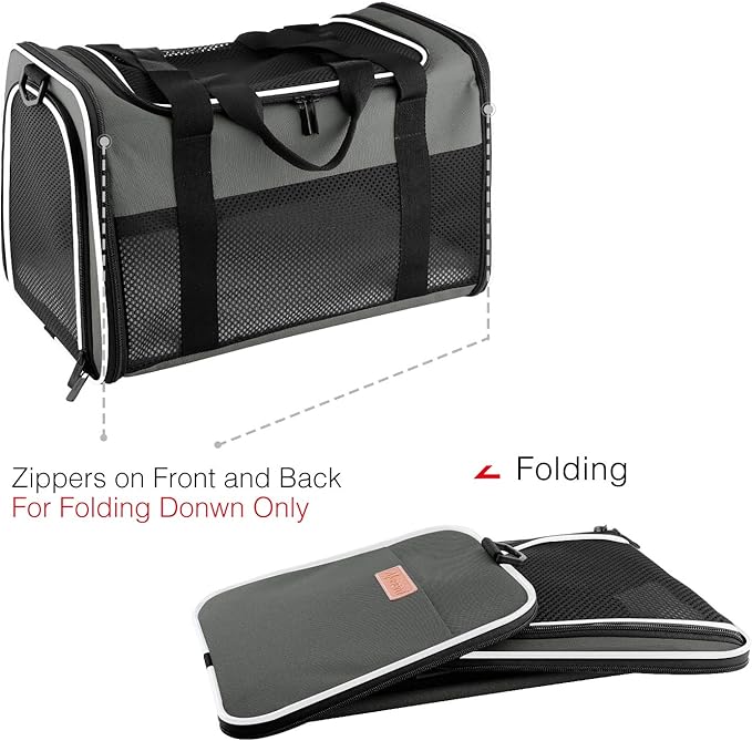 Cat Carrier - Portable Foldable Dog Pet Carrier, Soft-Sided Pet Bag up to 22 Lbs - Image 7