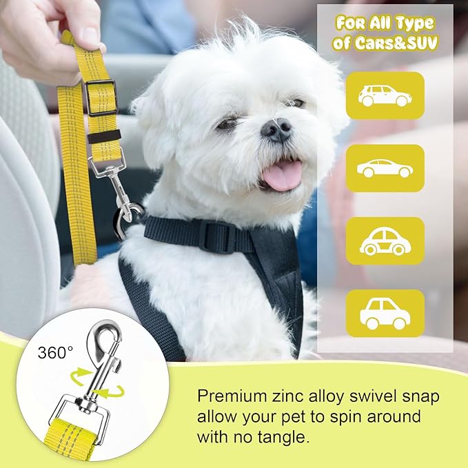 BWOGUE Pet Dog Cat Seat Belts, Car Headrest Restraint Adjustable Safety Leads - Image 5