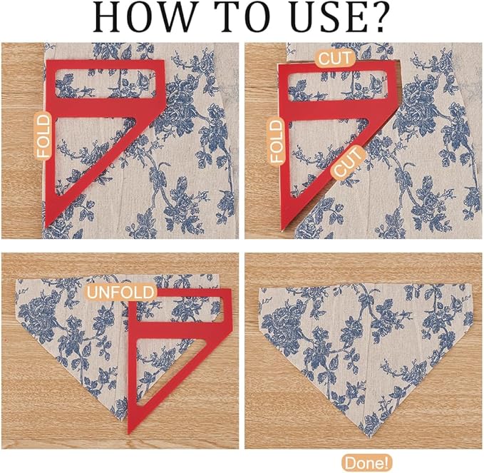 OLYCRAFT 4Pcs 4 Sizes Dog Bandana Sewing Template Set 5/5.5/6/7.5 inch Long - Image 4