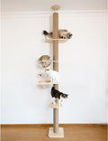 Floor-to-Ceiling Cat Tree with Natural Sisal Rope Scratching Post by TQEW