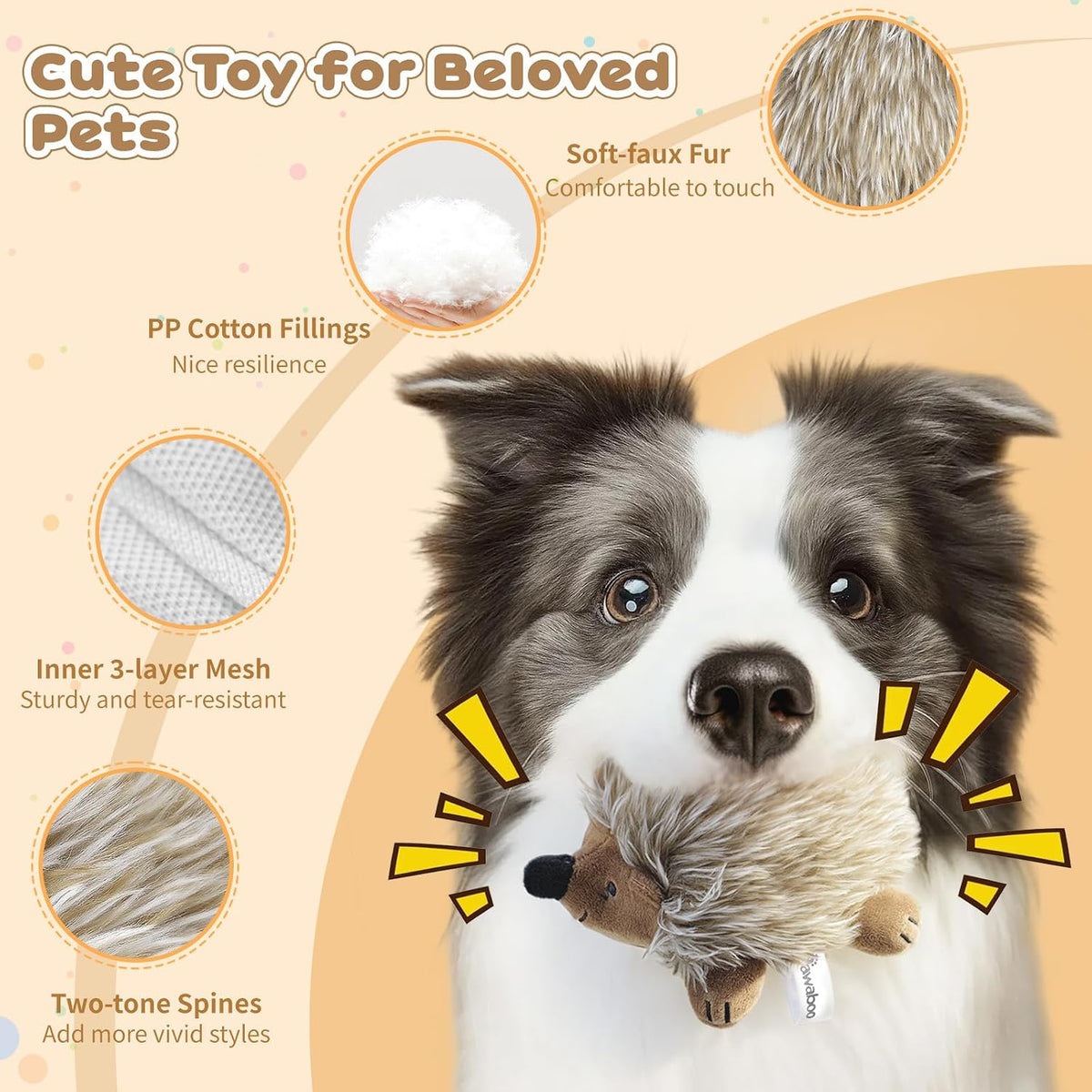 Pawaboo 2 Pack Hedgehog Plush Dog Toy, Squeaky Dog Chew Toy Soft Plush