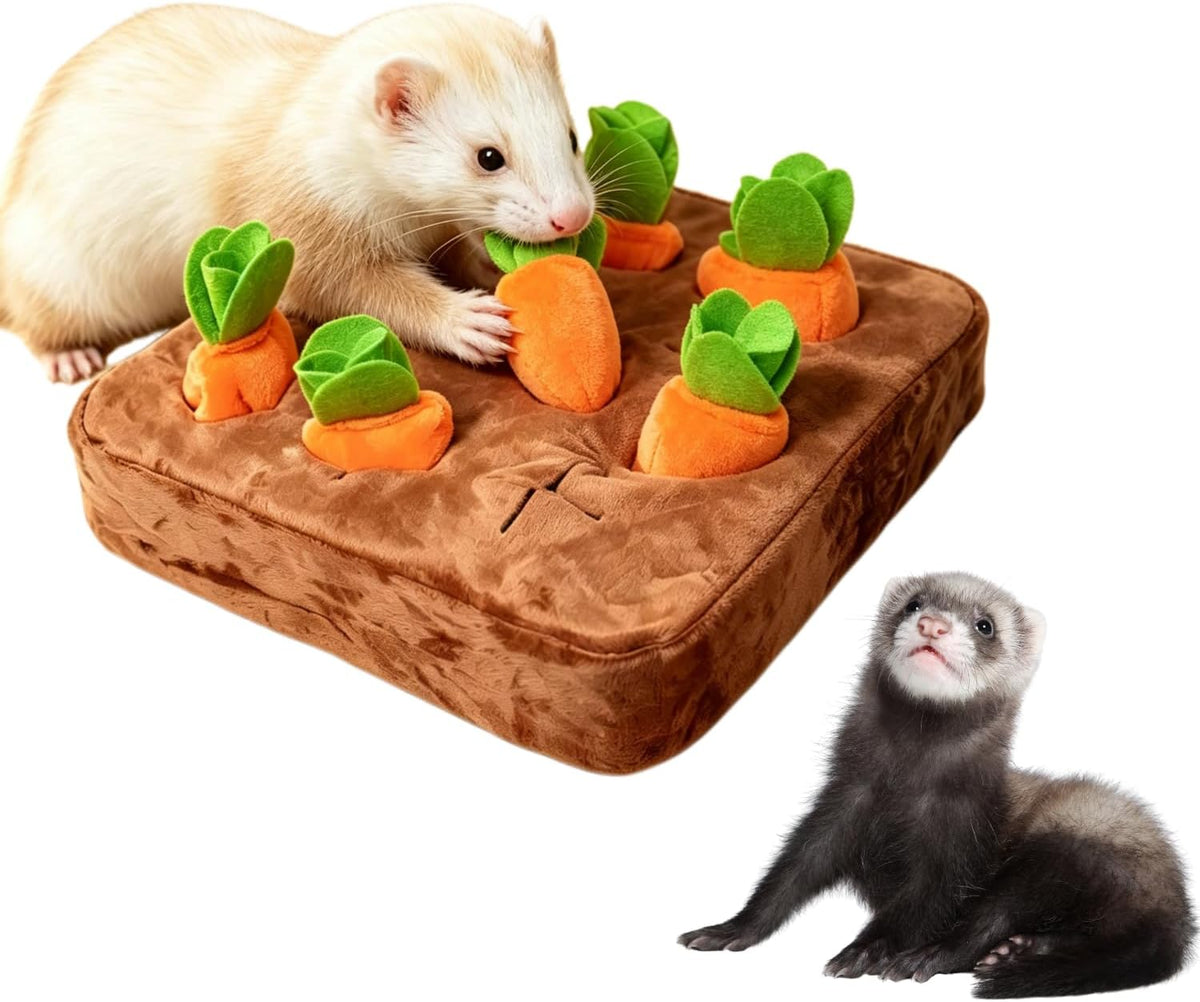 Ferret Foraging Snuffle Mat Carrot Interactive Toys Slow Feeder Toy for Bunny Guinea Pig Small Pet Mental Stimulation