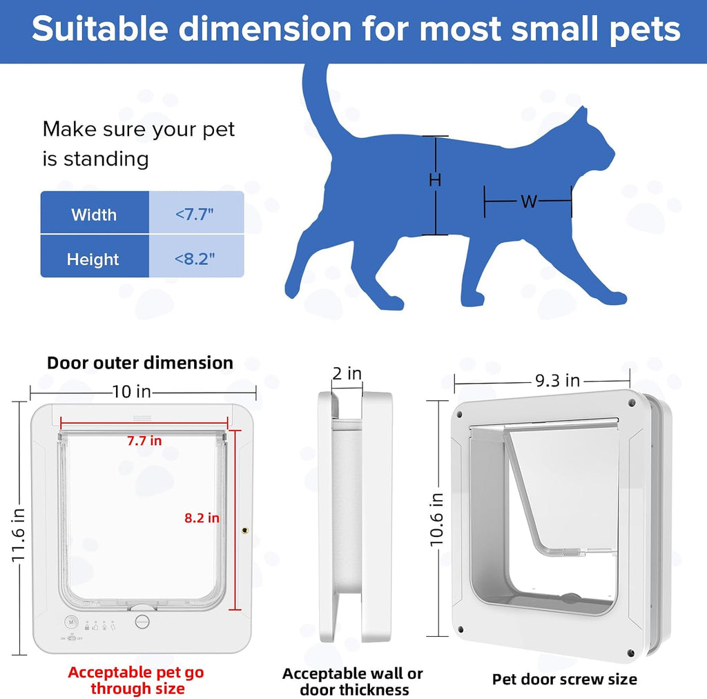 Smart Cat Door with Collar Sensor, Automatic Pet Door with RFID Sensor