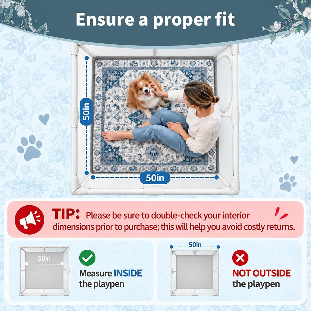 50" Washable Extra Large Quilted Dog Crate Mat, Soft Cushioned Dog Bed Mat