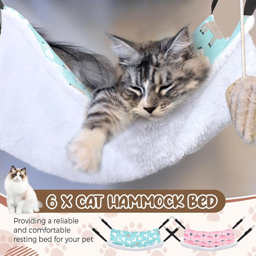 Barydat 6 Pcs Reversible Cat Hammock Bed Soft Hanging for Cage, Plush