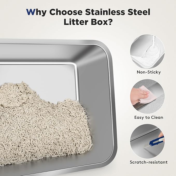 FURTIME XXXL Extra Large Stainless Steel Litter Box - Image 8
