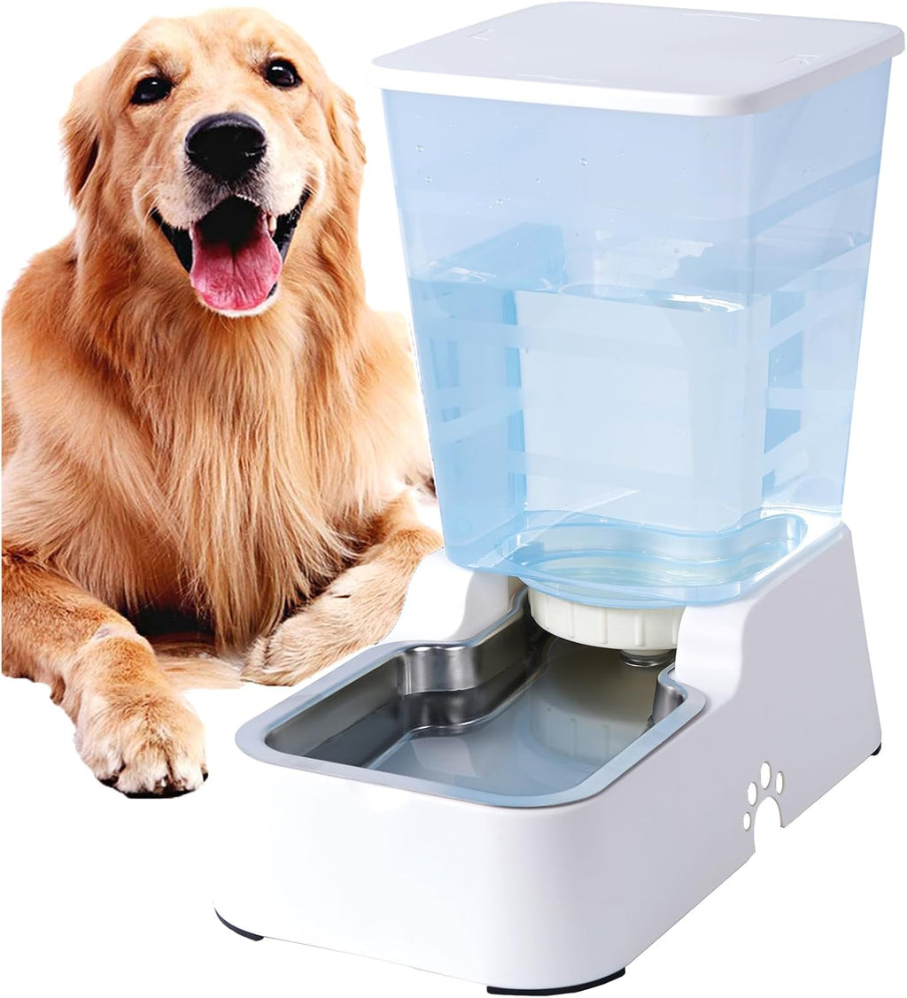 Meikuler Automatic Dog Cat Water Dispenser Large Capacity 5Lfor Cats and Medium and Large-Sized Dogs with Stainless Steel Bowl (Black, 5L)