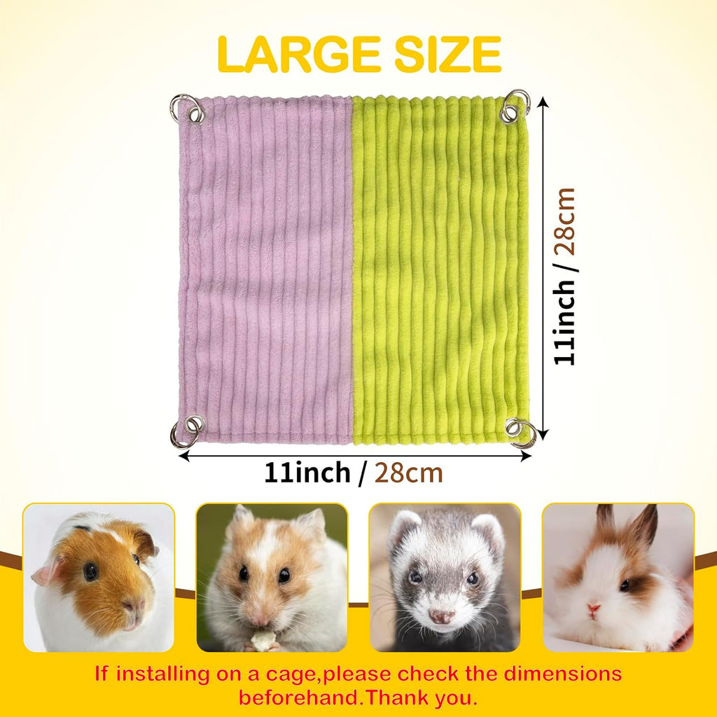 3 in 1 Enlarged Guinea Pig Hammock,Wooden Guinea Pig Hideout with House & Platform & Stairs Small Animal Toys for Hiding Sleeping Activities