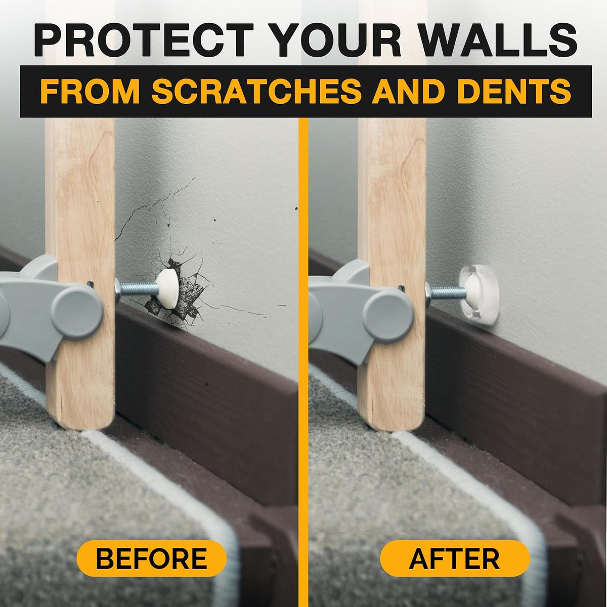 Wall Protector for Baby Gate - Self-Adhesive Clear Doorway Guard - 4 Pack