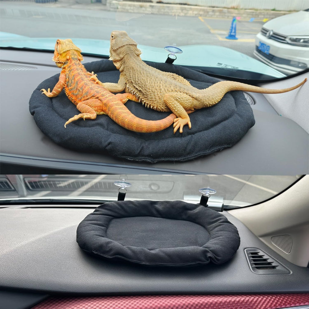 Bearded Dragon Bed Soft Mat with Suction Cup for Travel, Black