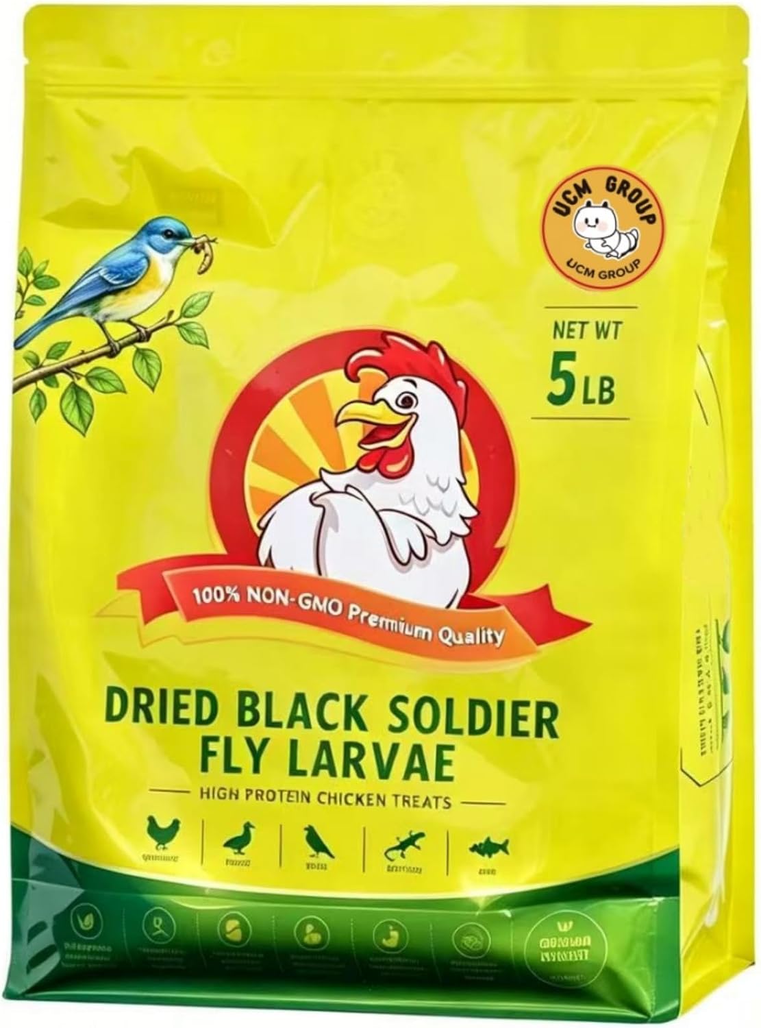 5LB Dried Black Soldier Fly Larvae for Chicken, Poultry, Wild Birds,No Additives, 100% Natural Non-GMO, More Calcium Chicken Treats Than Mealworms
