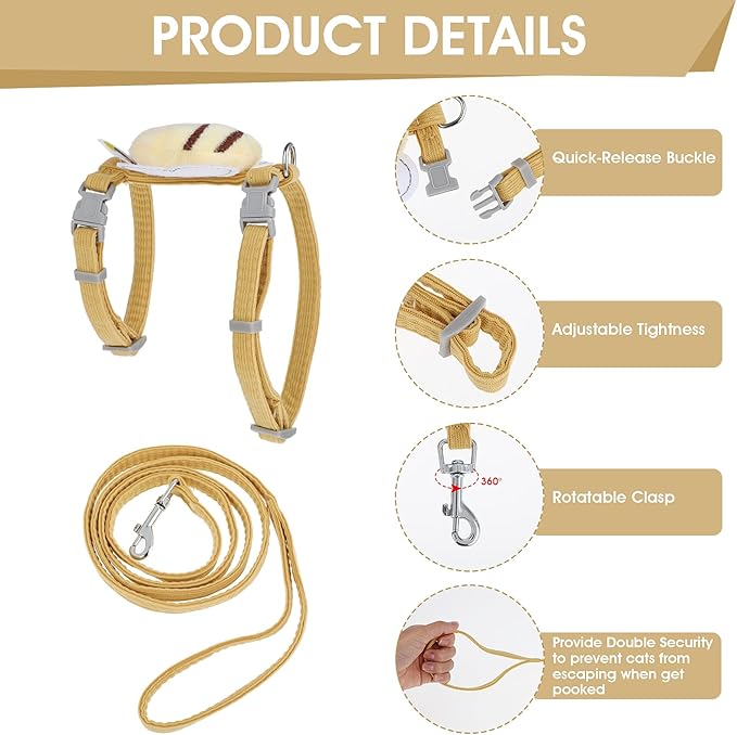 TIESOME Cat Harness and Leash Set, Adjustable Gradient Kitten Harness Escape - Image 3