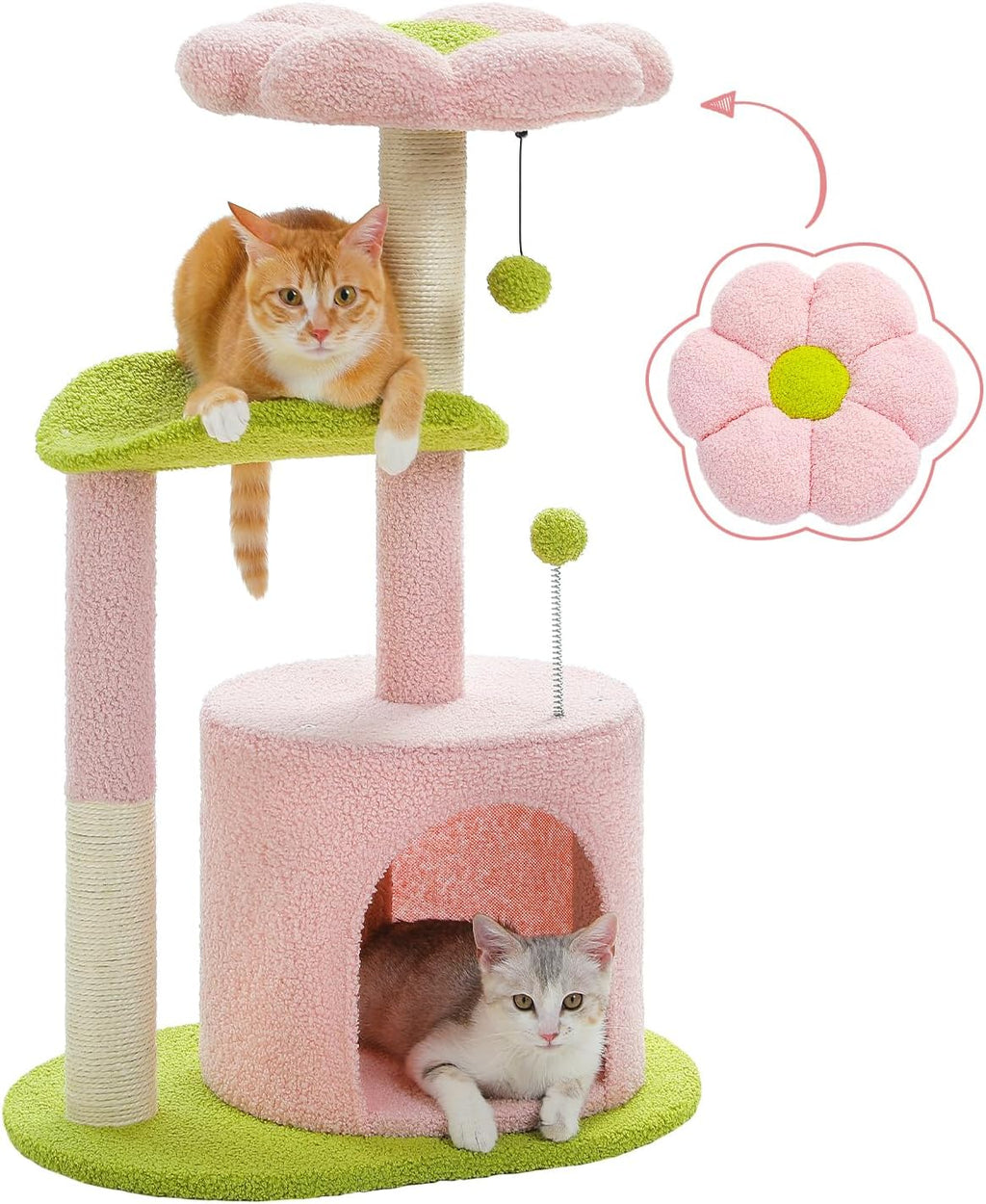 PAWZ Road 26" Cat Tree for Indoor Cats, Small Tower with 19X13”Bed
