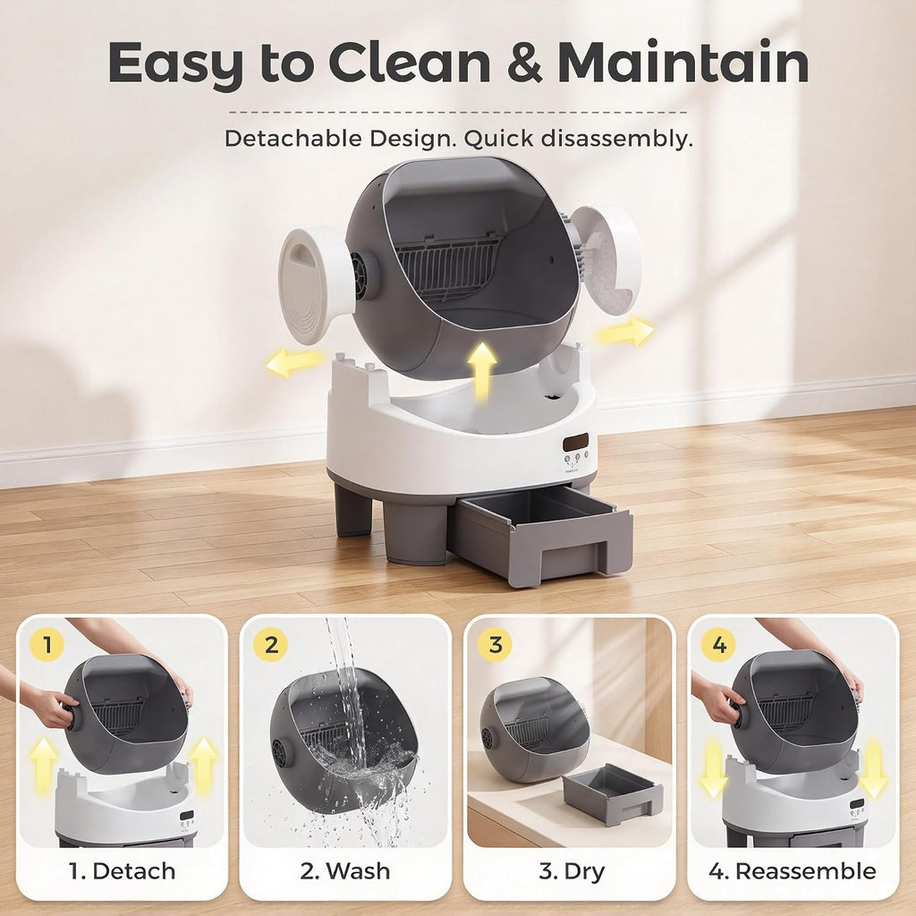 Greesum Open-Top Automatic Self-Cleaning Litter Box for Multiple Cats