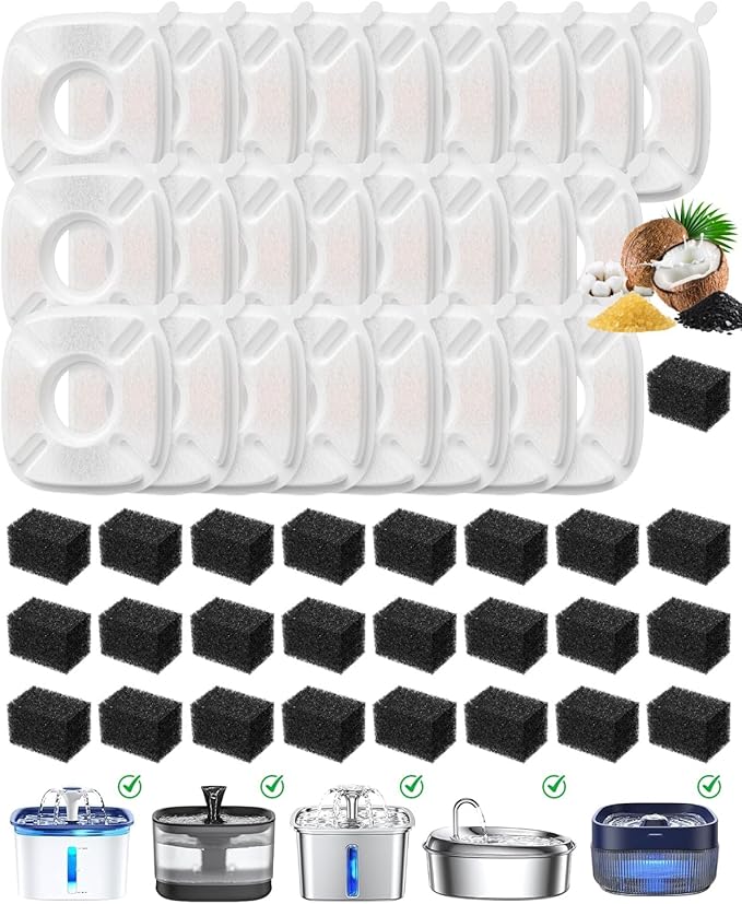 50 Pcs Cat Water Fountain Filters by Beckacher