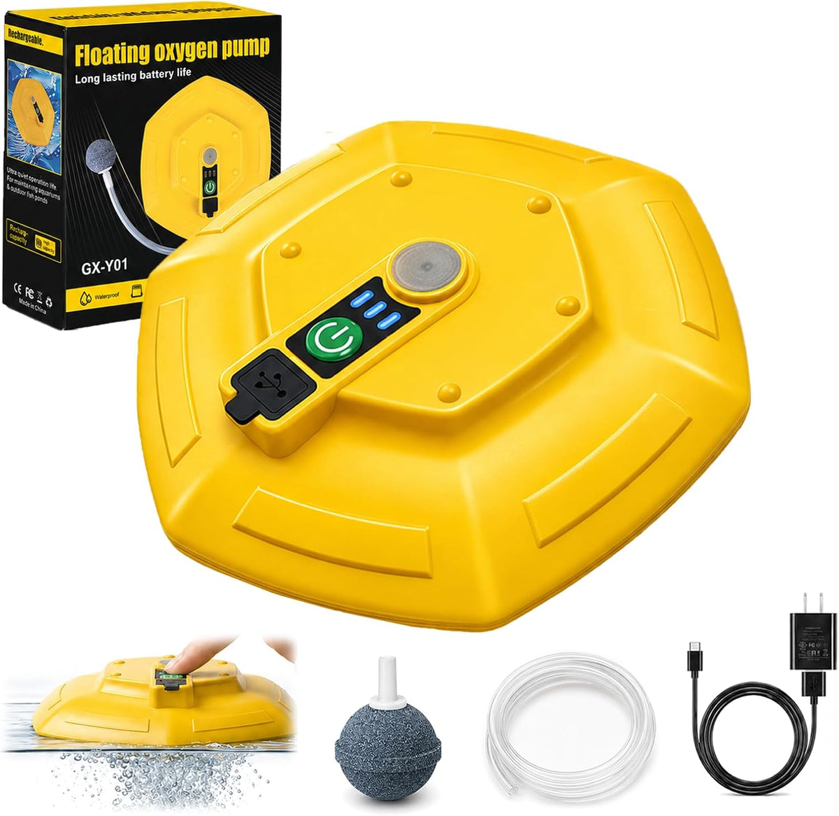 Floating Bait Bucket Aerator for Fishing, IPX7 Oxygen Pump
