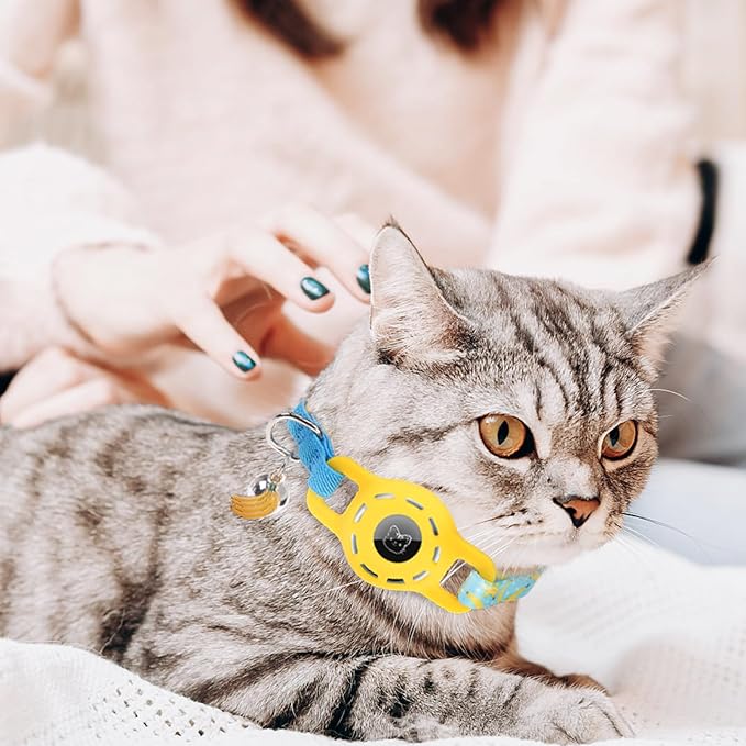 BINGPET AirTag Cat Collar with Bells, Upgraded Safety Elastic Cat Collar with - Image 6