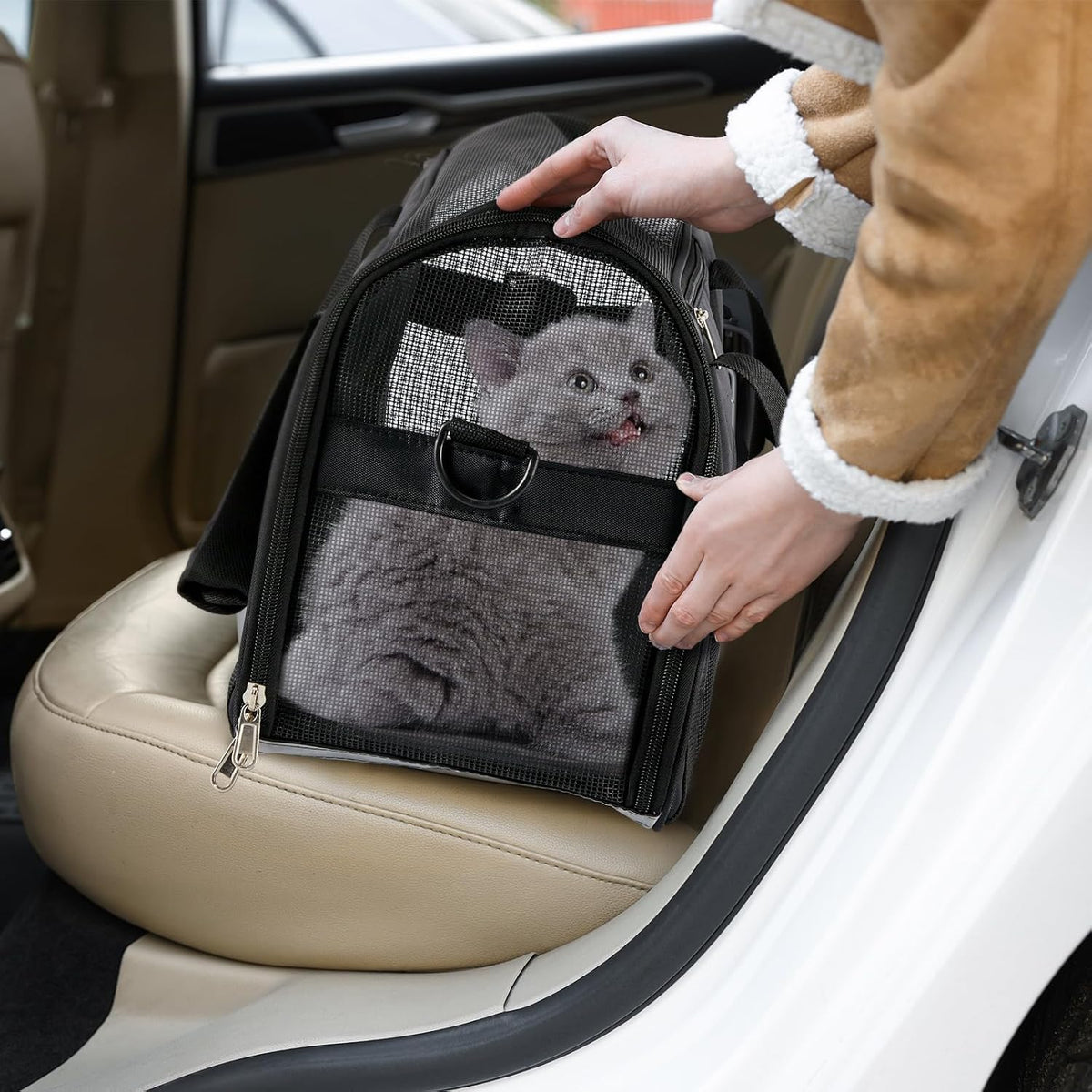 Sweetude 4 Pcs Cat Carrier Soft-Sided Pet Carrying Bag for Cat Under 13 Lbs