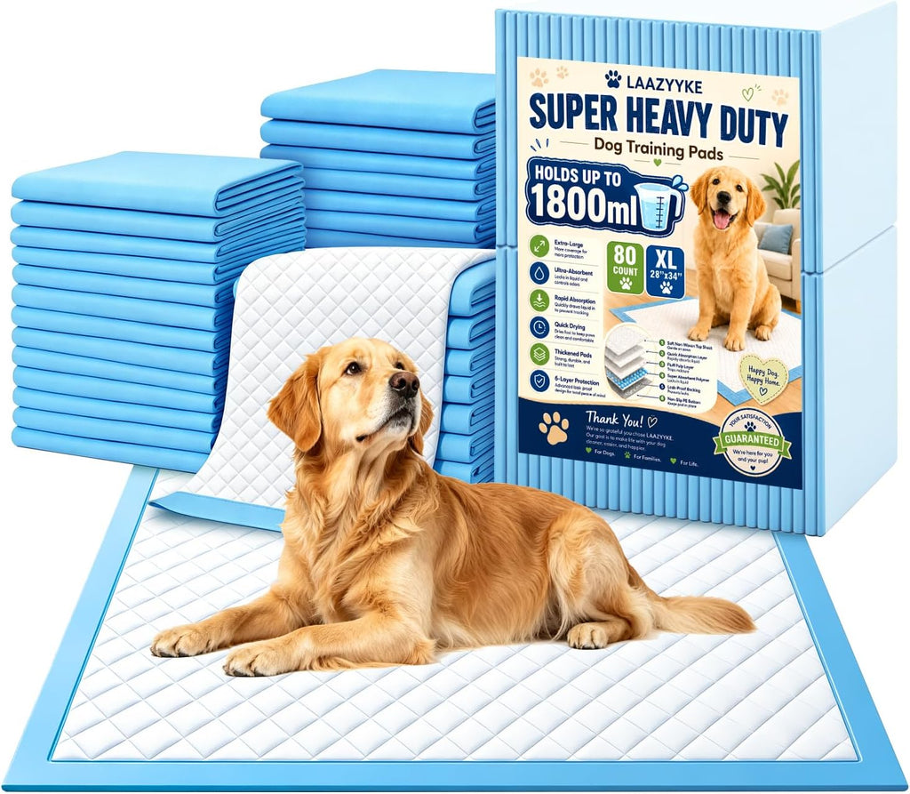 Extra Large Puppy Pads 28"x34", Heavy Duty Thicker Pee Pads for Dogs,1800ml 48-Hour Super Absorbent Disposable Training Pads,6-Layer Leakproof Protection,Quick-Dry High Absorbency,20 Count