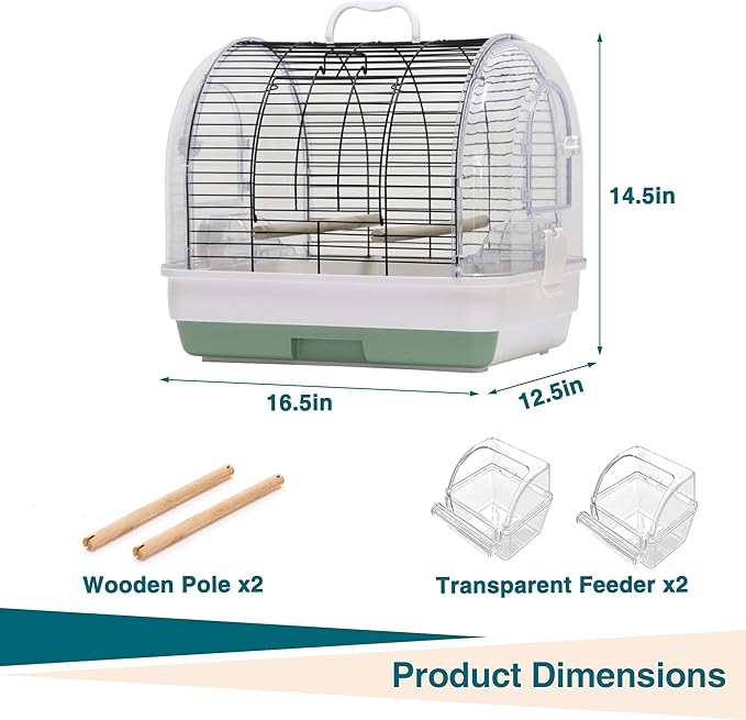 Travel Bird Cage Carrier, Portable Travel Parrot Cage - Image 2