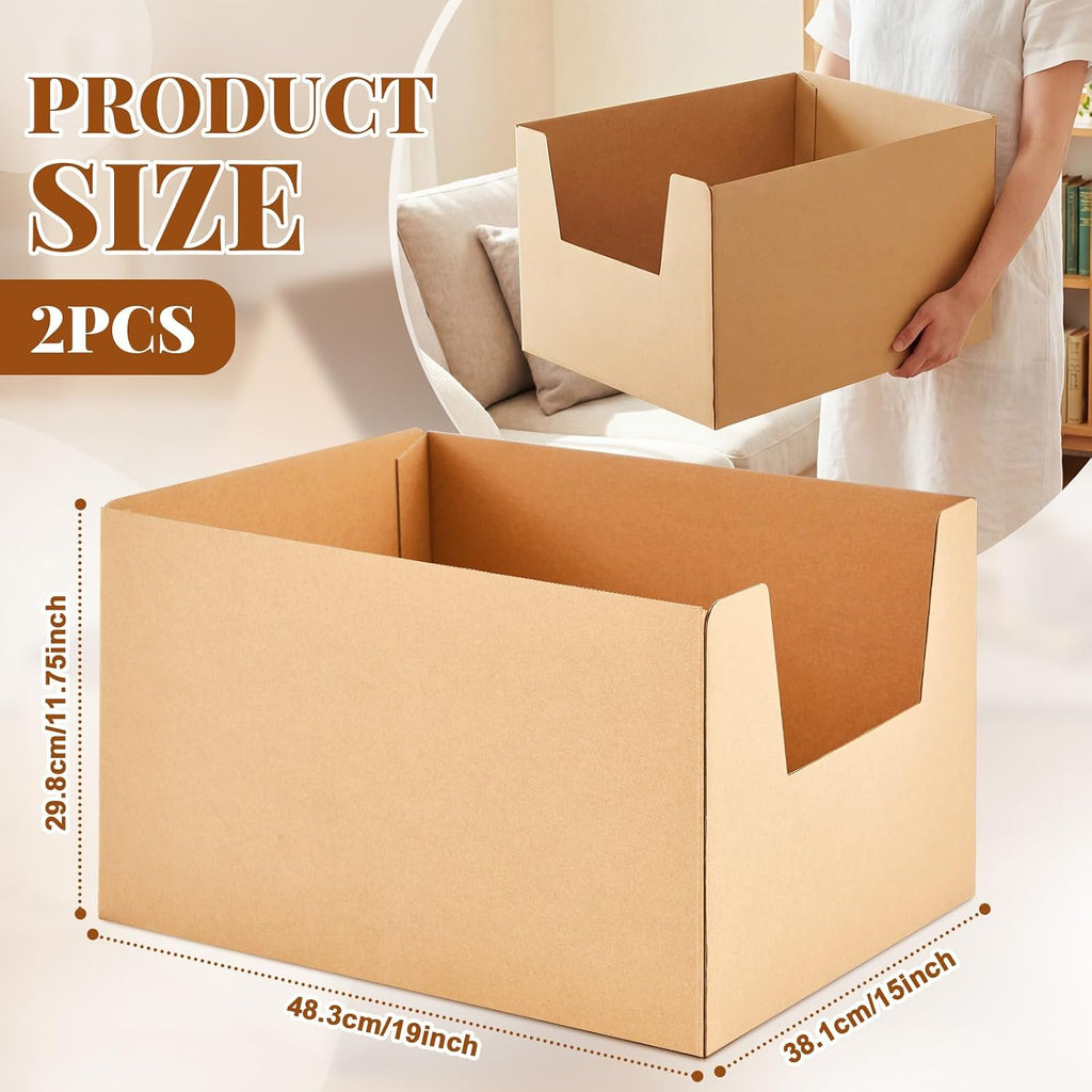 2 Pack 19 x 15 Inch Disposable Litter Boxes, Jumbo Cardboard High Sided