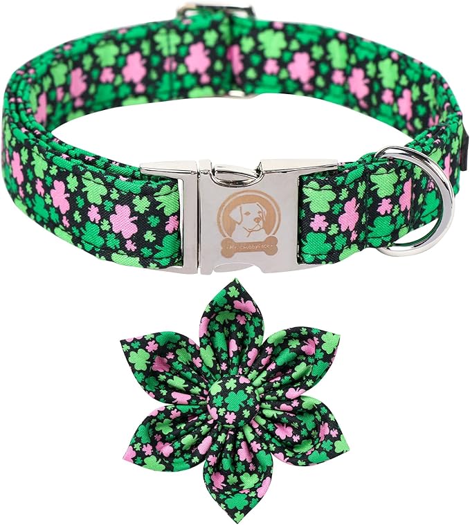 MR. CHUBBYFACE St.Patrick's Clover Dog Collar by MrChubbyfacePetSupplies