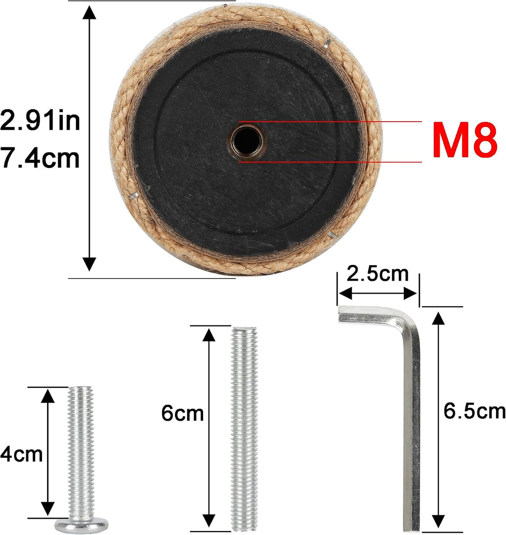 7.4cm 2.91in Diameter Cat Tree Scratching Post Replacement Jute Pole Parts for Cat Tower (9.84in/25cm, M8*2poles)