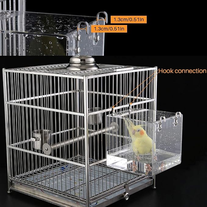 Hanging Bird Bath Cube Bird Bathtub Bath Shower Box Bowl Cage Accessory - Image 4