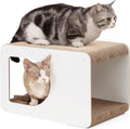 EHEYCIGA Cardboard Cat Scratcher House, 17-Inch Cat Scratch pad, White