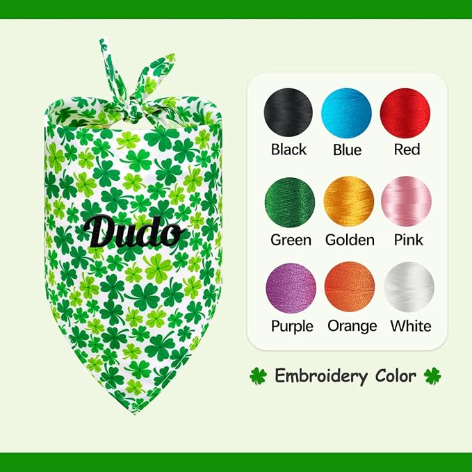 ULICO St. Patrick's Day Personalized Dog Bandana Embroidered Name Custom - Image 2