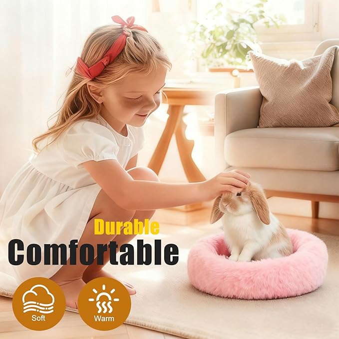 Bunny Rabbit Hideout Bed Small Animal Bedding Donut-Shaped Burrowing Pet Bed - Image 5