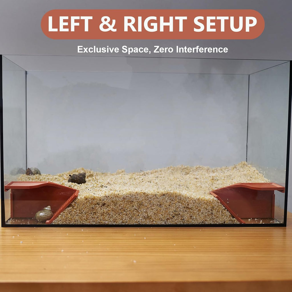 Hermit Crab Underground Hideout Cave Corner, 3 in 1 Habitat Shelter with Food Bowls, DIY Hermit Crab Climbing Toy Accessories (Brown)