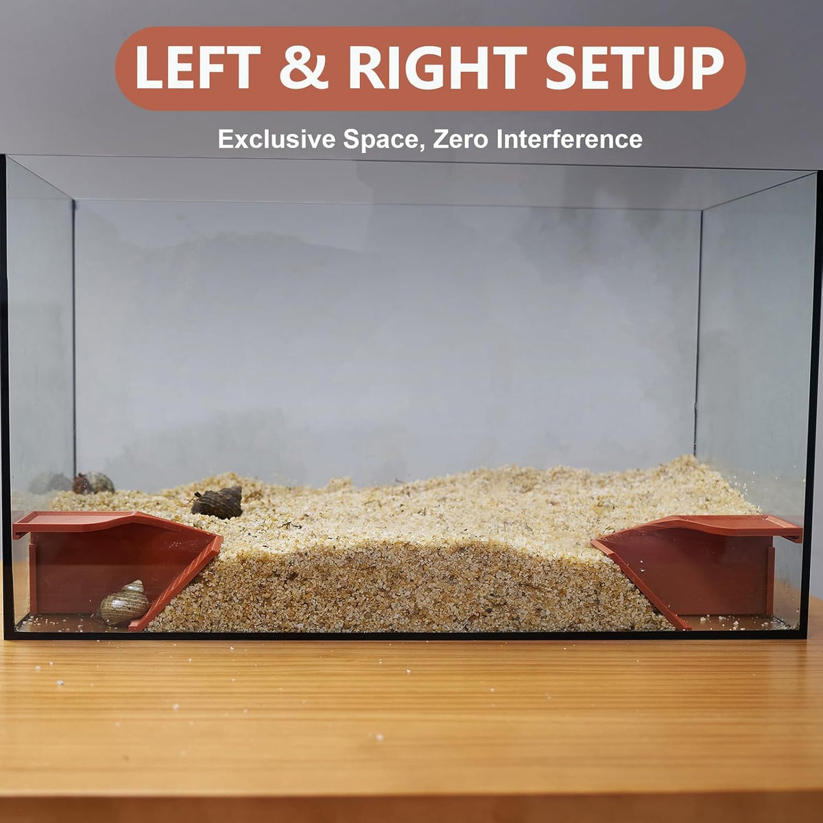 Hermit Crab Underground Hideout Cave Corner, 3 in 1 Habitat Shelter with Food Bowls, DIY Hermit Crab Climbing Toy Accessories (Brown)