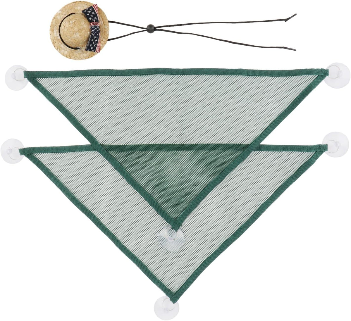 Wontee Bearded Dragon Hammock Reptile Lizard Hammock Lounger Bearded Dragon Tank Decor for Bearded Dragons Axolotls Geckos Lizards, 2 Hammock, 1 Hat (Green)