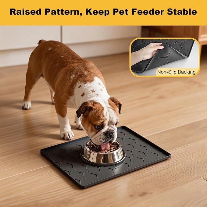 Pieviev 16''x12'' Dog Cat Food Bowl Mat, Silicone Waterproof Food Grade Pet - Image 6
