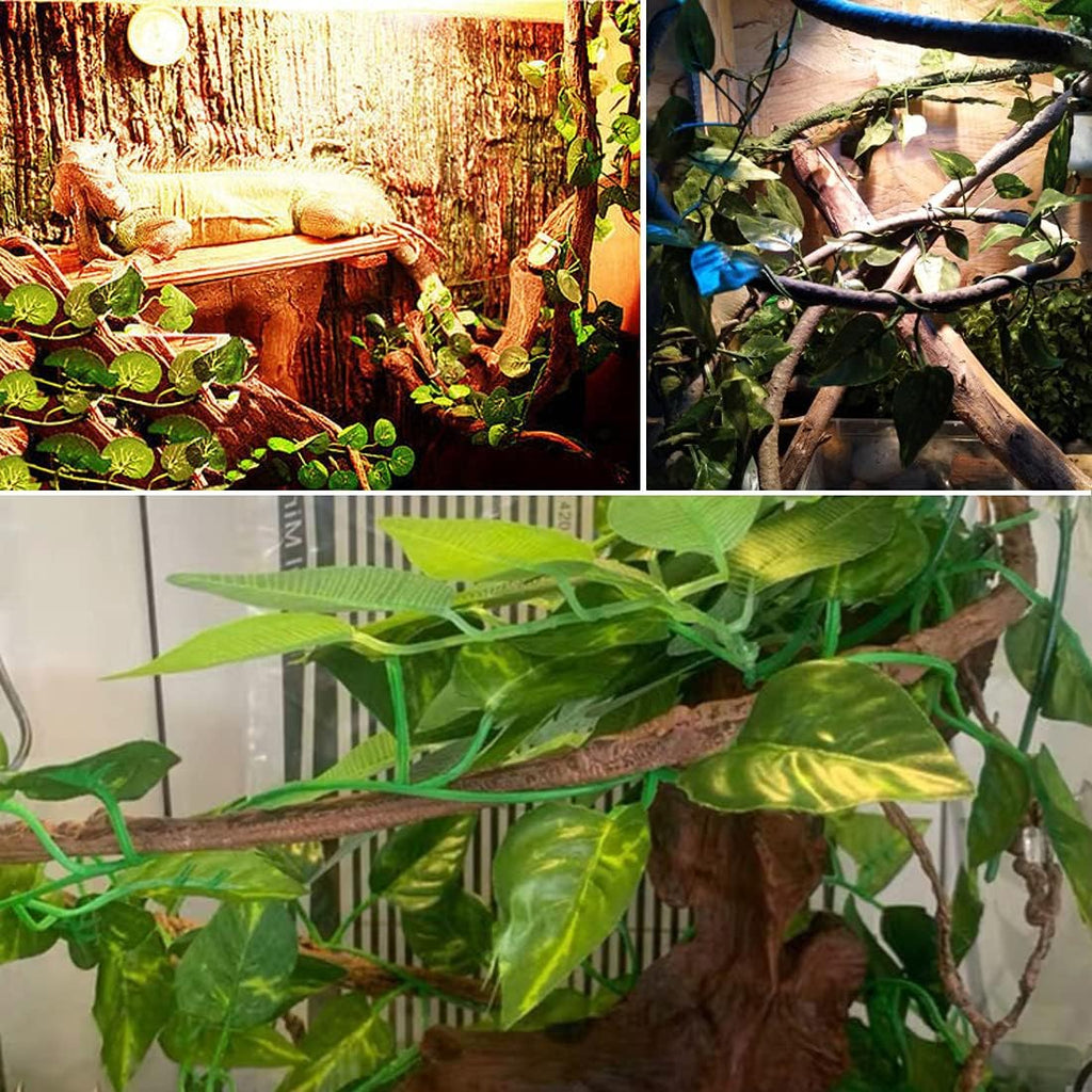 Hamiledyi Lizard Climbing Jungle Vines 9.8FT Bearded Dragon Tank Accessories Bendable Vine Artificial Branch Reptile Tank Habitat Decor for Gecko, Snakes,Chameleon,Bearded Dragon