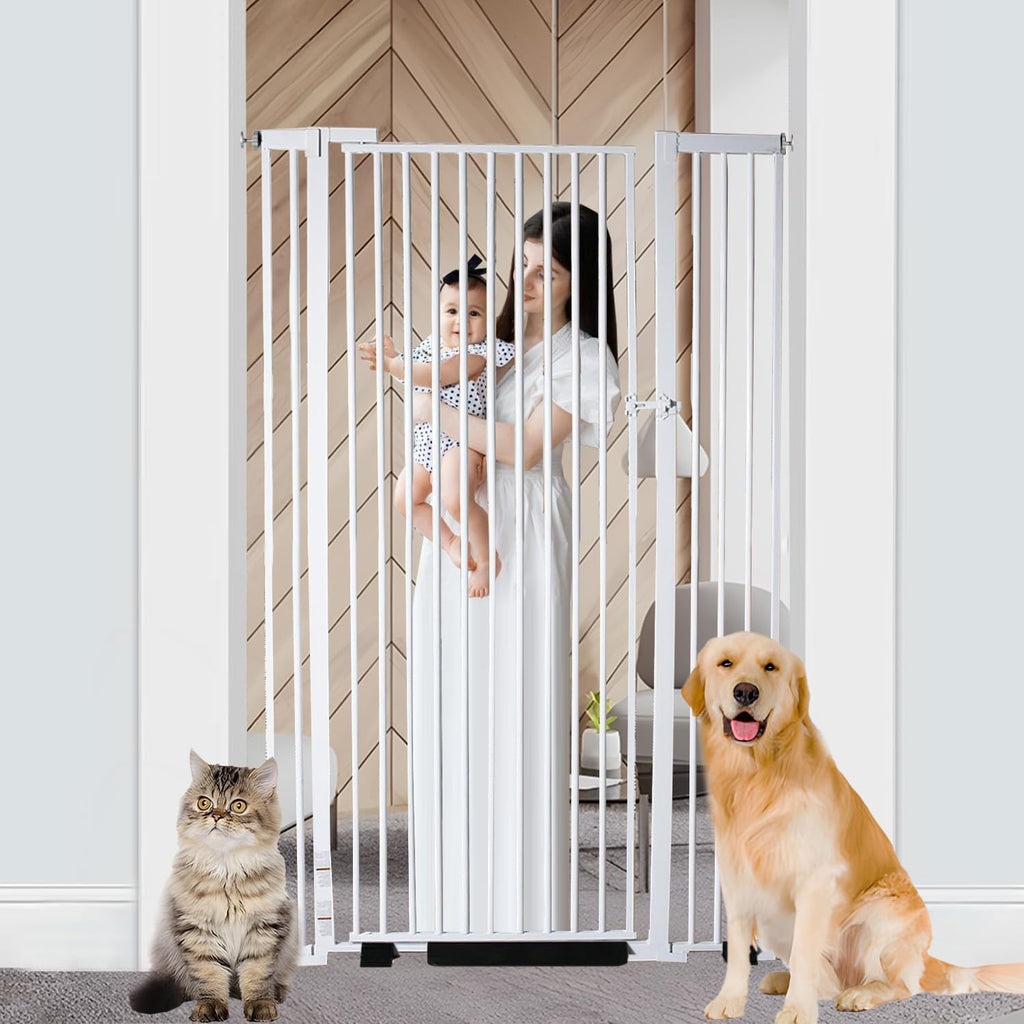 55.1" Extra Tall Pet Gate, 29.92"- 43" Black Adjustable Dog Gate