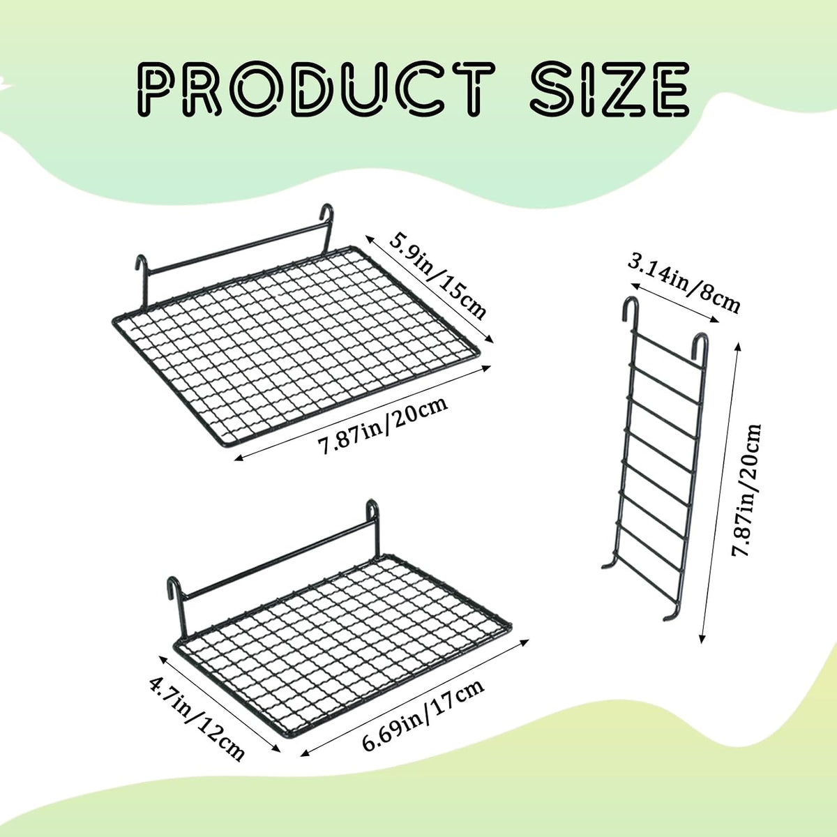 4 Pcs Sugar Glider Supplies Cage Accessories, Hamster Stainless Steel Platform with Climbing Ladder, Rat Climbing Toys for Cage for Squirrel Hamsters Guinea Pig Small Animal