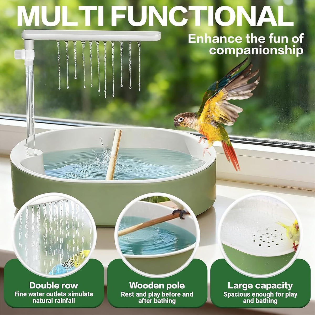 Bird Bath, Parrot Bathtub, Automatic Parrot Shower Bath with Pump
